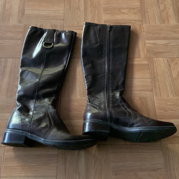 Bandolino Cale Black Brown Leather Side Zip Brown Heel Riding Tall Boots 7.5 - Picture 2 of 5